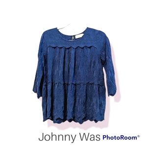 Johnny Was Silk Embroidered Blouse size small